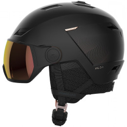 Kask narciarski Salomon Icon Lt Visor czarny/różówy Black / Pink Gold