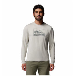 Koszulka męska Columbia Parsons Point™ Ls Graphic Tee beżowy Dark Stone Heather Framed Peakscape