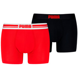 Męskie bokserki Puma Everyday Placed Logo Boxer 2P czarny/czerwony Red / Black