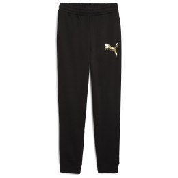 Damskie spodnie dresowe Puma ESS METALLIC Sweatpants FL czarny PUMA Black-Metallic Gold