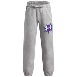 Spodnie dziecięce Under Armour UA B Rival FLC Graphics Jgr Mod Gray Light Heather szary/biały Mod Gray Light Heather / / White
