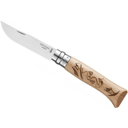 Nóż Opinel VRI No.08 Inox z ryciną Narciarstwo natural Natural