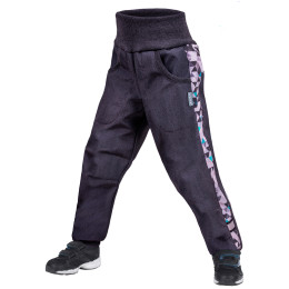 Dziecięce spodnie softshellowe Unuo žíhané szary/niebieski