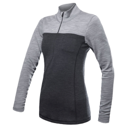 Damska koszulka Sensor Merino Bold dl. rukáv zip szary anthracite/cool gray