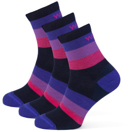 Skarpetki Warg Happy Merino W Mixed Stripes 3 pack niebieski/fioletowy Navy/Purple
