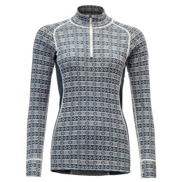 Damska koszulka Devold Alnes Woman Half Zip Neck niebieski/biały Night