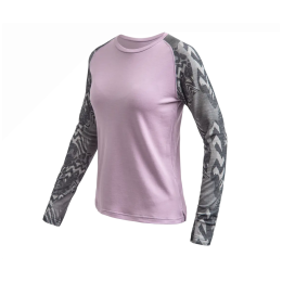 Koszulka funkcyjna damska z długim rękawem Sensor Merino Blend Impress różówy/szary mystic violet/zebra