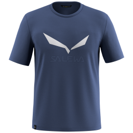 Koszulka męska Salewa Solidlogo Dri-Rel M S/S Tee ciemnoniebieski/biały Dark Denim