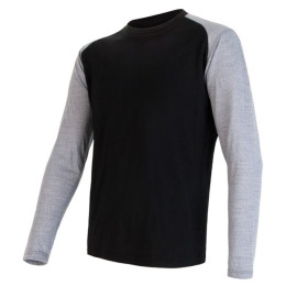 Koszulka męska Sensor Merino Wool PT Logo dl.r. szary/czarny Black/Gray