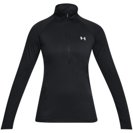 Damska koszulka Under Armour Tech 1/2 Zip - Solid czarny Black / Black / Metallic Silver