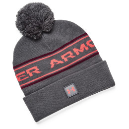 Męska czapka zimowa Under Armour Halftime Pom Beanie zarys Pitch Gray / Dark Maroon / Venom Red