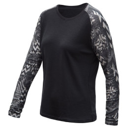 Koszulka funkcyjna damska z długim rękawem Sensor Merino Blend Impress czarny/szary černá/zebra