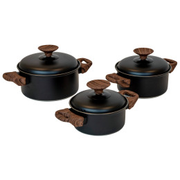 Zestaw garnków Bo-Camp Stewart 3 pcs czarny/brązowy Black