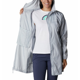 Damska kurtka wiatrówka Columbia Flash Challenger Long Windbreaker jasnoszary Cirrus Grey