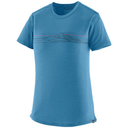 Koszulka damska Patagonia Women's Capilene Cool Merino Blend Graphic Shirt niebieski Strata Stripe: Shore Blue