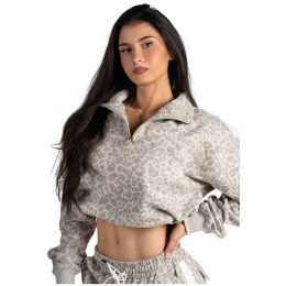 Bluza damska Nebbia Half-Zip Leopard Sweatshirt Primal beżowy CREAM LEOPARD