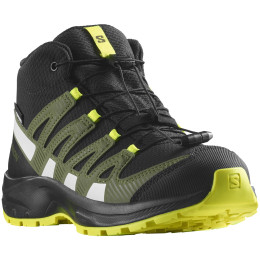 Buty dziecięce Salomon Xa Pro V8 Mid Climasalomon™ Waterproof czarny/żółty Black / Deep Lichen Green / Safety Yellow