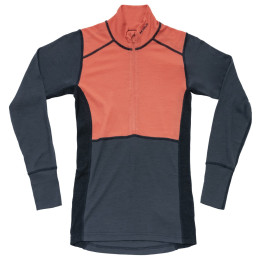 Damska koszulka Devold Lauparen Merino 190 Zip Neck Wmn niebieski/pomarańczowy CORAL/NIGHT/INK