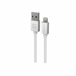 Kabel do ładowania i przesyłania danych Swissten Textile USB / Lightning 1,2 m srebrny stříbrná