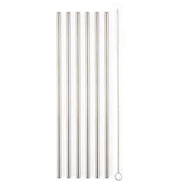 Słomka G21 BeEco Classic 6 ks rovná + kartáček na čištění srebrny