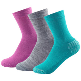 Skarpety damskie Devold Daily Medium Kid Sock 3PK różowy GirlMix
