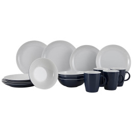 Zestaw naczyń Gimex Solid Line Blue/White 16 pcs niebieski blue/white