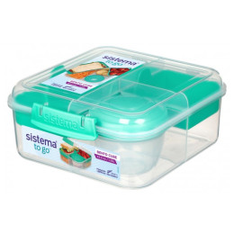 Pojemnik na żywność Sistema Bento Cube To Go 1,25L turkusowy mint