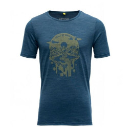 Dziecięca koszulka Devold Trollvass Merino Tee Jr niebieski Flood