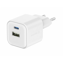 Ładowarka Swissten TRAVEL CHARGER GaN 1x USB-C 20W PD AND 1x USB-A 18W QC biały