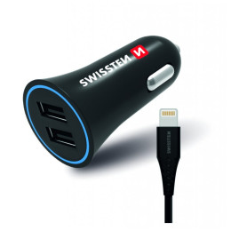 Przejściówka do gniazda samochodowego Swissten Car Charger + Lightning Cable czarny Black