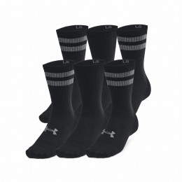 Zestaw skarpetek Under Armour Essential 6Pk Crew czarny Black/Black/Castlerock