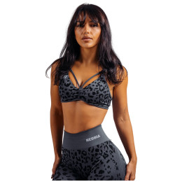 Sportowy biustonosz Nebbia Medium Support Leopard Sports Bra Primal czarny BLACK LEOPARD