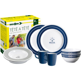 Zestaw naczyń Brunner Set tête-à-tête Nautical 8 pcs biały/niebieski