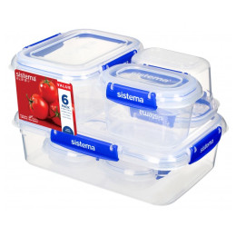 Pudełko na jedzenie Sistema 6 Pack Starter Klip It Transparent Transparent with blue clips