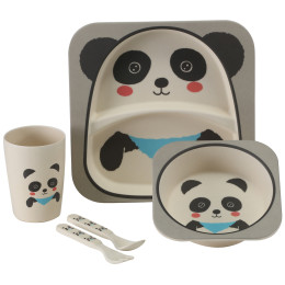 Powystawowy zestaw dziecięcy Vango Bamboo Panda Kids Set biały/szary