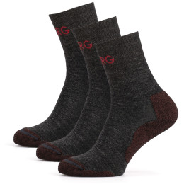 Damskie skarpety Warg Trek Merino 3-pack szary/czerwony