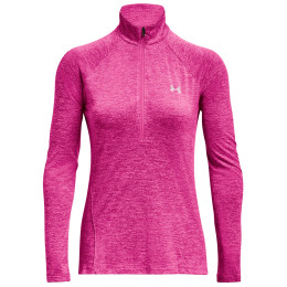 Damska koszulka Under Armour Tech 1/2 Zip - Twist różowy Rebel Pink / Pink Elixir / Metallic Silver