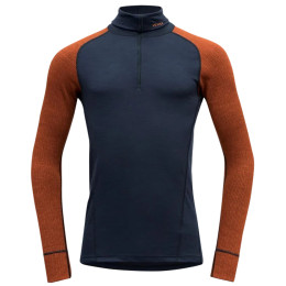 Golf męski Devold Duo Active Man Zip Neck pomarańczowy/niebieski Flame/Ink