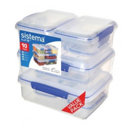 Pudełko na jedzenie Sistema Ten Pack Sw Transparent Transparent with blue clips