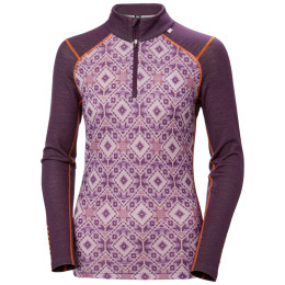 Damska koszulka Helly Hansen W Lifa Merino Midw Gra 1/2 Zip fioletowy Amethyst Star Pixel