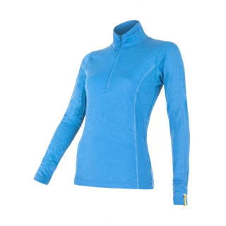 Damska koszulka Sensor Merino Active stójka, zamek niebieski Blue