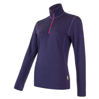 Bluza damska Sensor Merino Upper krótki zamek fioletowy Purple