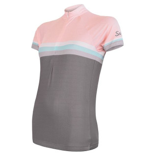 Damska koszulka kolarska Sensor Cyklo Summer Stripe szary/różówy Gray/Pink