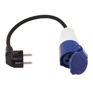 Adapter Gimeg elektra 35 cm zástrčka-karavan czarny/niebieski black