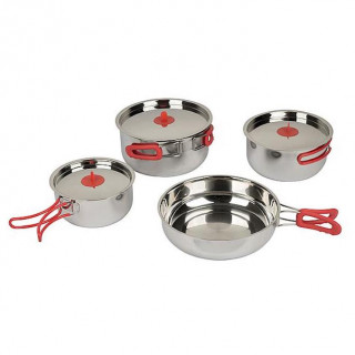 Zestaw naczyń Bo-Camp Set Of Pans Travel 4 srebrny Silver