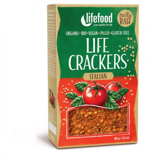 Krakersy Lifefood LIFE CRACKERS Italské RAW BIO 90 g brązowy