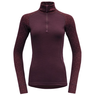 Damska koszulka Devold Duo Active Merino 205 Z.Neck czerwony Port