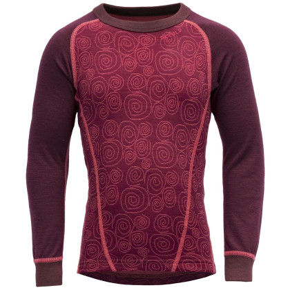 Dziecięca koszulka Devold Duo Active Merino Shirt Kid różowy/bordowy Beetroot