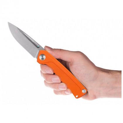 Nóż składany Acta non verba Z200 Stonewash/Plain Edge, G10 pomarańczowy Orange