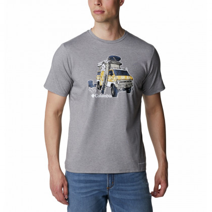 Koszulka męska Columbia Men'S Sun Trek Short Sleeve Graphic Tee zarys City Grey Heather, H2O Fanatic Graphic